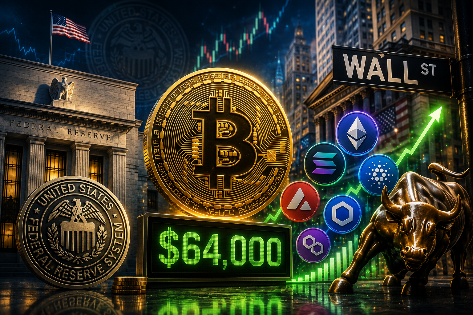 Cryptocurrency News, Thursday, July 30, 2026: Market Awaits Fed Verdict, Bitcoin Holds at $64,000, and Wall Street Ventures into Altcoins