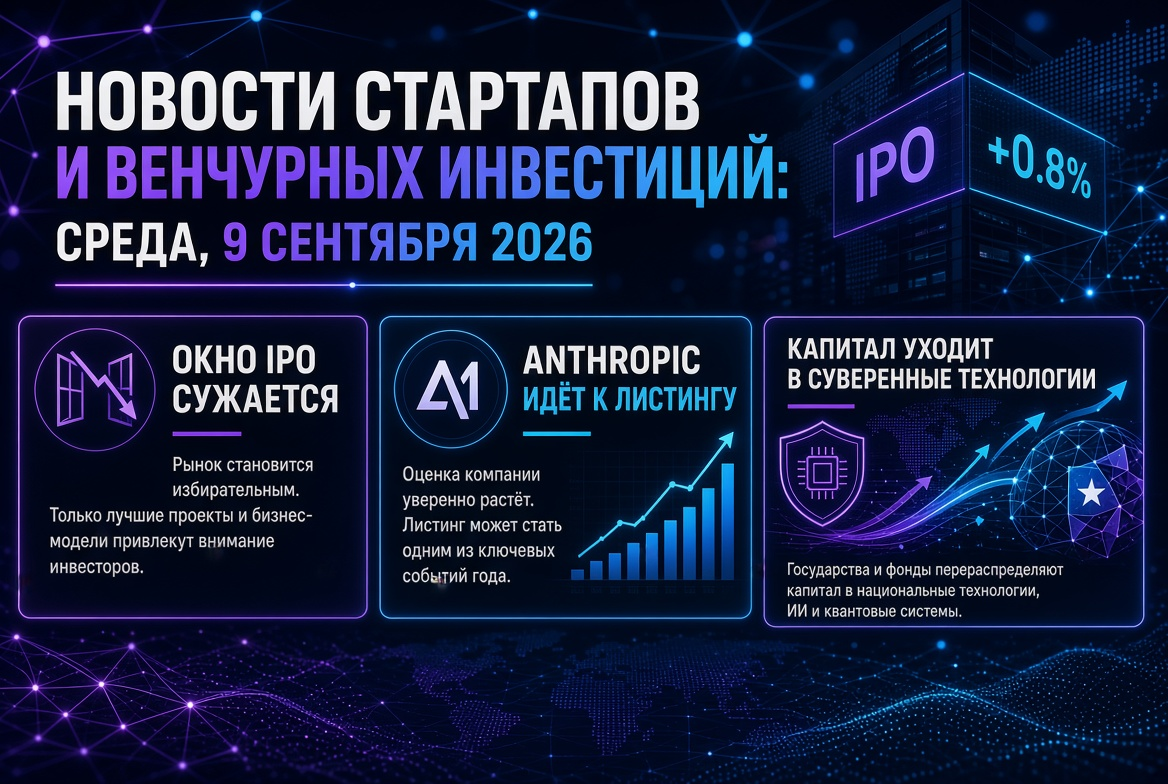 Startup and Venture Capital News: Wednesday, September 9, 2026 — The IPO Window Narrows, Anthropic Moves Toward Listing, and Capital Shifts to Sovereign Technologies