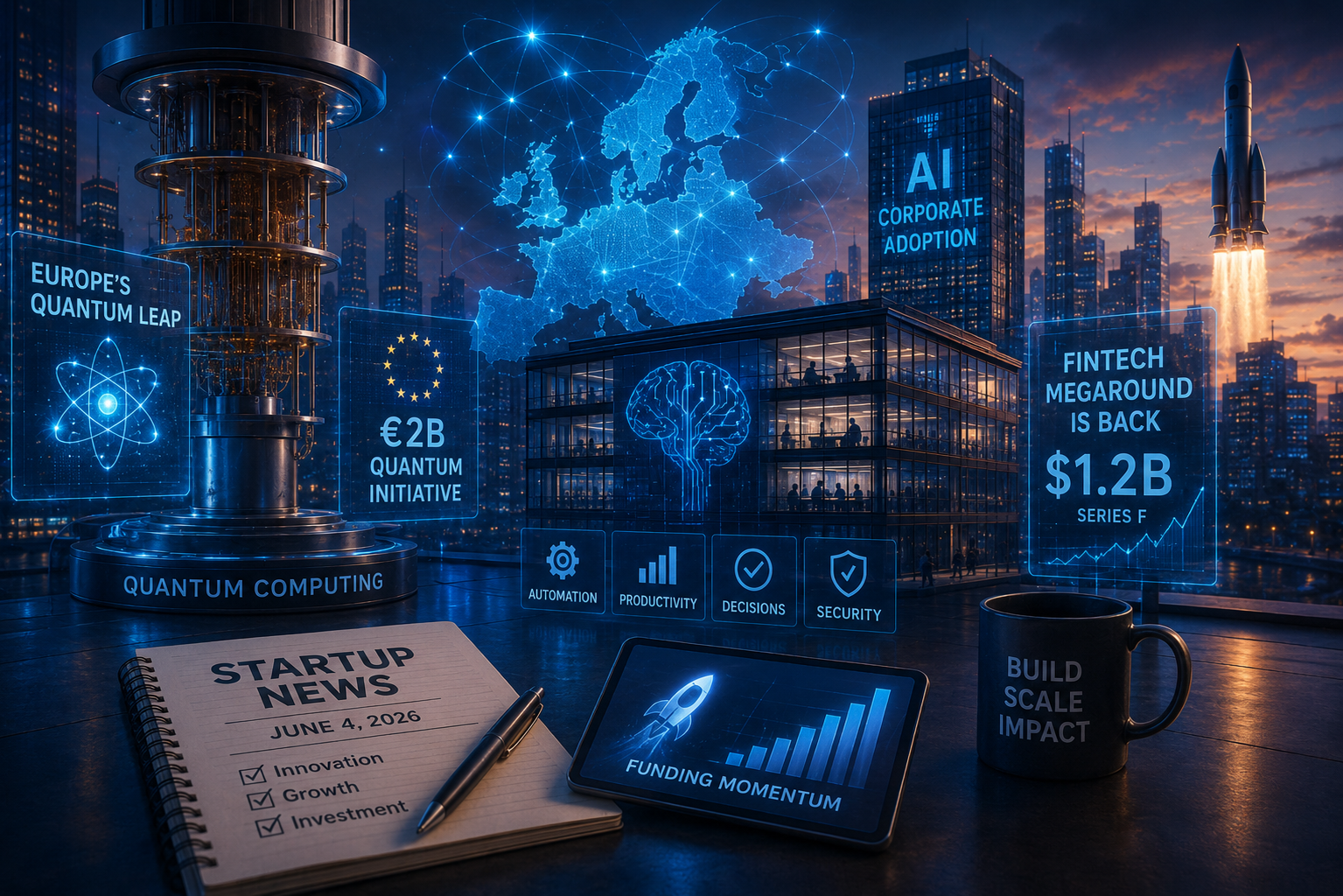 Startup & Venture Capital News, Thursday, June 4, 2026: Europe’s Quantum Breakthrough, Corporate AI and the Return of Fintech Megaraunds