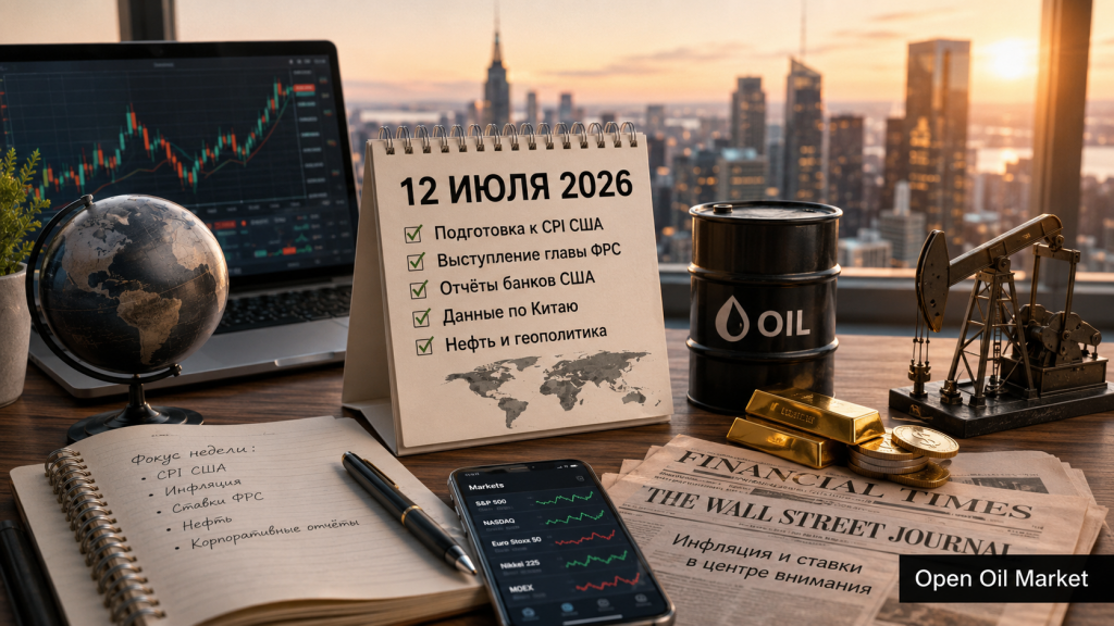 Global Financial Calendar July 12, 2026 with U.S. CPI, Bank Reports, Oil, and S&P 500, Euro Stoxx 50, Nikkei 225, and MOEX Indexes