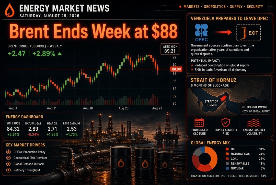 Oil and Energy News — Saturday, August 29, 2026