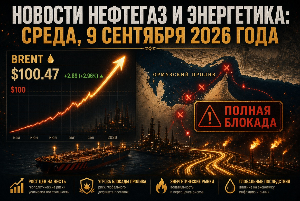 Oil and Gas News: Wednesday, September 9, 2026 — Brent Storms $100 Amid Threat of Complete Blockade of the Strait of Hormuz