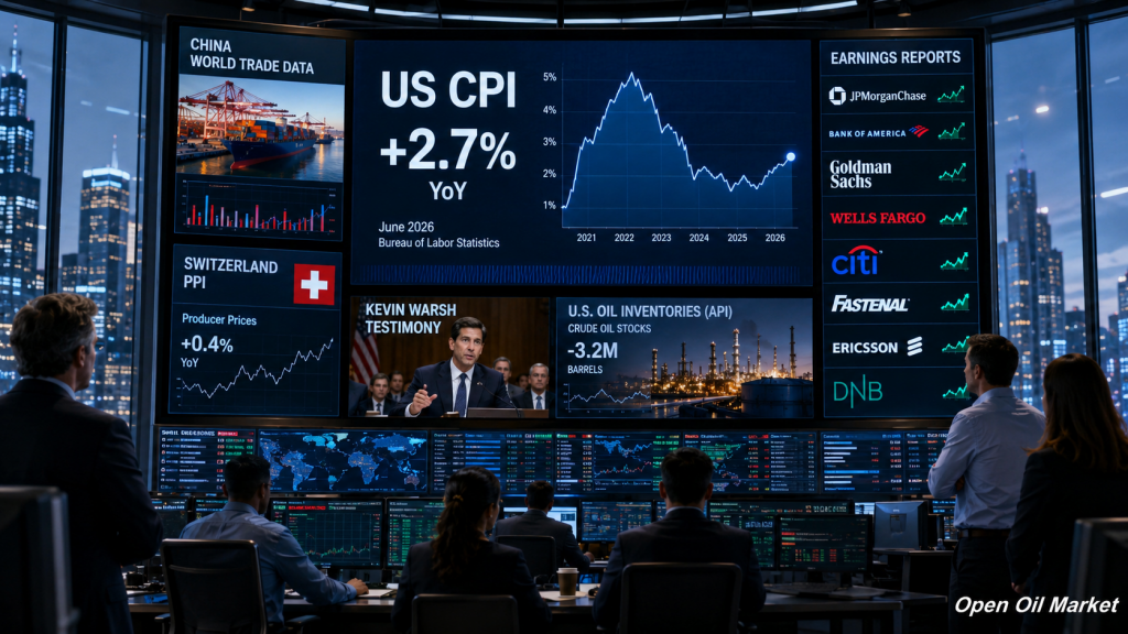 Global Markets July 14, 2026 - U.S. CPI, China's Statistics, API Oil Inventories, and Earnings Reports from JPMorgan, Bank of America, Goldman Sachs, Wells Fargo, and Citigroup