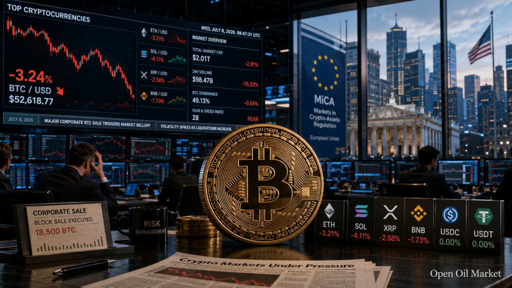 Cryptocurrency News, Wednesday, July 8, 2026: Bitcoin Under Pressure from Strategy and New MiCA Rules