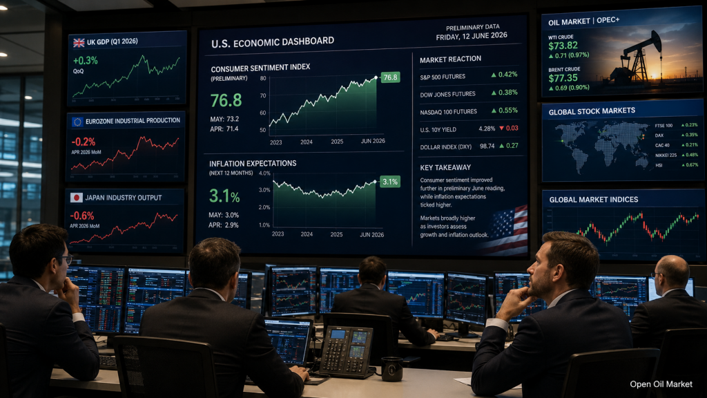 Investor Calendar: U.S. Consumer Sentiment Index, Inflation Expectations, OPEC Report, and Global Stock Markets June 12, 2026